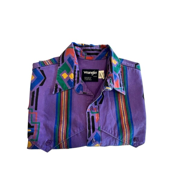 Wrangler Brushpopper Vintage Shirt Mens X Long Tail Reg Fit  16-35 SZ Lg Purple - Picture 5 of 7